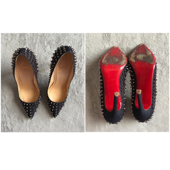Christian Louboutin Pigalle Studded Denim Pumps - Picture 2 of 16